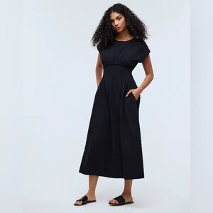 Madewell Smocked-Waist Midi Dress in Stripe Seersucker